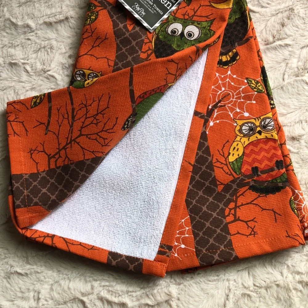 Kay Dee Kitchen Towels Owl Fall Harvest Design